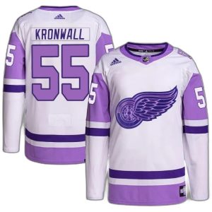 Buy  Niklas Kronwall Detroit Red Wings Youth Adidas White Purple Hockey Fights Cancer Primegreen Authentic Jersey  Online