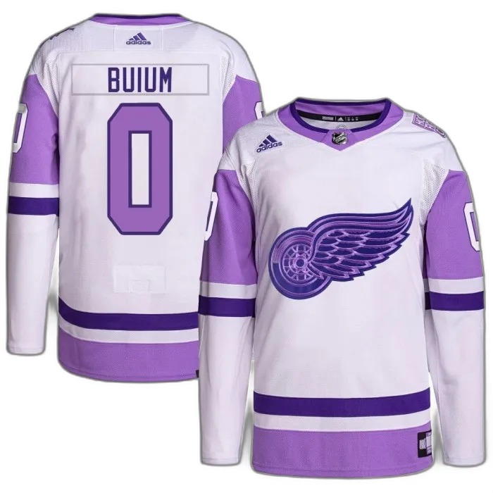 Shop Shai Buium Detroit Red Wings Youth Adidas White Purple Hockey Fights Cancer Primegreen Authentic Jersey Online Buy Shai Buium Detroit Red Wings Youth Adidas White Purple Hockey Fights Cancer Primegreen Authentic Jersey Online